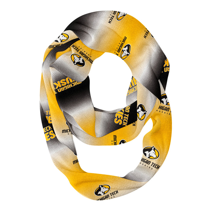 Michigan Tech Huskies Vive La Fete All Over Logo Game Day Collegiate Women Ultra Soft Knit Infinity Scarf