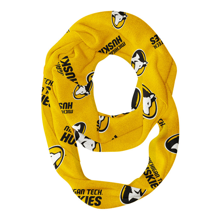 Michigan Tech Huskies Vive La Fete Repeat Logo Game Day Collegiate Women Light Weight Ultra Soft Infinity Scarf
