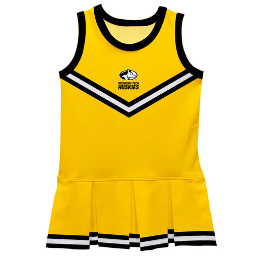 Michigan Tech Huskies MTU Vive La Fete Game Day Gold Sleeveless Cheerleader Dress