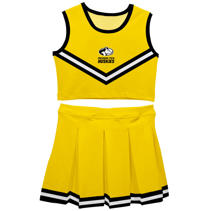 Michigan Tech Huskies MTU Vive La Fete Game Day Gold Sleeveless Cheerleader Set