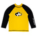 Michigan Tech Huskies Vive La Fete Logo Gold Black Long Sleeve Raglan Rashguard