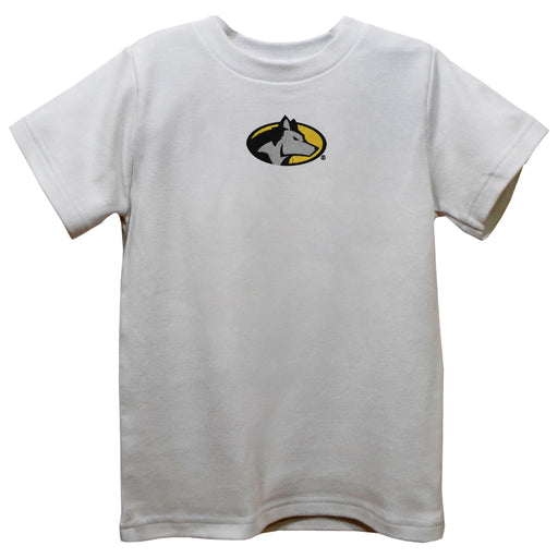 Michigan Tech Huskies MTU Embroidered White Short Sleeve Boys Tee Shirt
