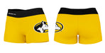 Michigan Tech Huskies Vive La Fete Logo on Thigh & Waistband Gold Black Women Yoga Booty Workout Shorts 3.75 Inseam - Vive La Fête - Online Apparel Store