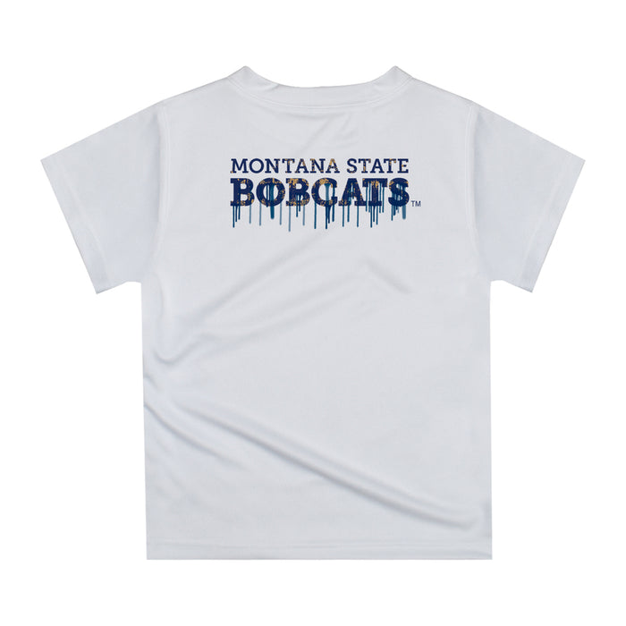 Montana State Bobcats MSU Original Dripping Football White T-Shirt by Vive La Fete - Vive La Fête - Online Apparel Store