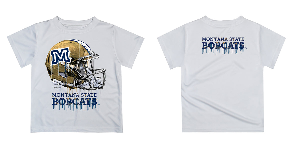 Montana State Bobcats MSU Original Dripping Football White T-Shirt by Vive La Fete - Vive La Fête - Online Apparel Store