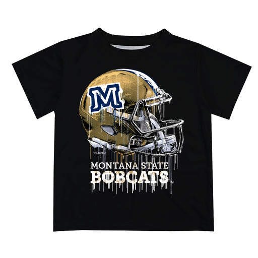Montana State Bobcats MSU Original Dripping Football Black T-Shirt by Vive La Fete