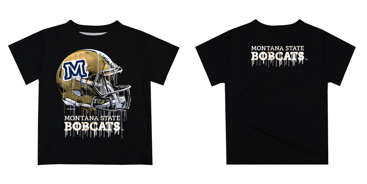 Montana State Bobcats MSU Original Dripping Football Black T-Shirt by Vive La Fete - Vive La Fête - Online Apparel Store