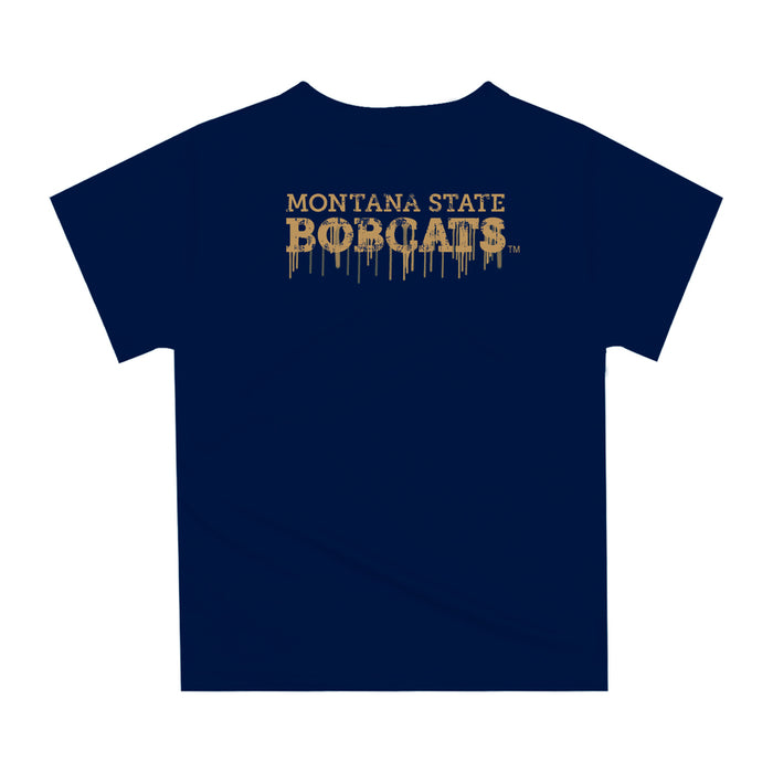 Montana State Bobcats MSU Original Dripping Football Blue T-Shirt by Vive La Fete - Vive La Fête - Online Apparel Store