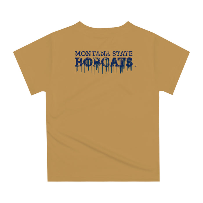Montana State Bobcats MSU Original Dripping Football Gold T-Shirt by Vive La Fete - Vive La Fête - Online Apparel Store