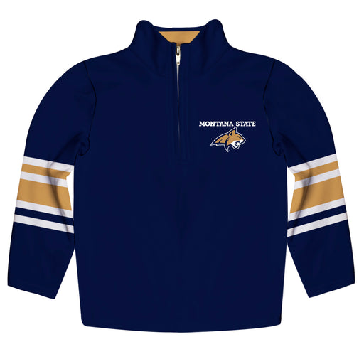 Montana State Bobcats MSU Vive La Fete Game Day Navy Quarter Zip Pullover Stripes on Sleeves - Vive La Fête - Online Apparel Store