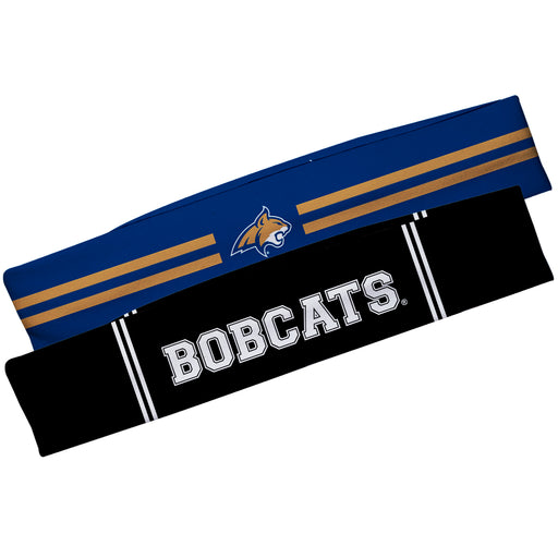 Montana State Bobcats Vive La Fete Girls Women Game Day Set of 2 Stretch Headbands Headbands Logo Blue and Name Black