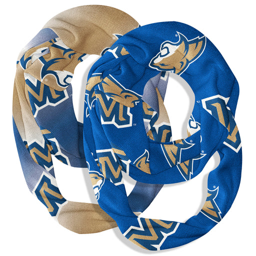 Montana State Bobcats Vive La Fete All Over Logo Collegiate Women Set of 2 Light Weight Ultra Soft Infinity Scarfs