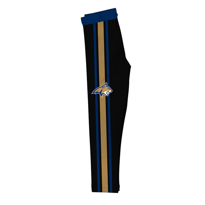 Montana State Bobcats MSU Vive La Fete Girls Game Day Black with Blue Stripes Leggings Tights