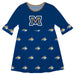 Montana State Bobcats Vive La Fete Girls Game Day 3/4 Sleeve Solid Blue All Over Logo on Skirt