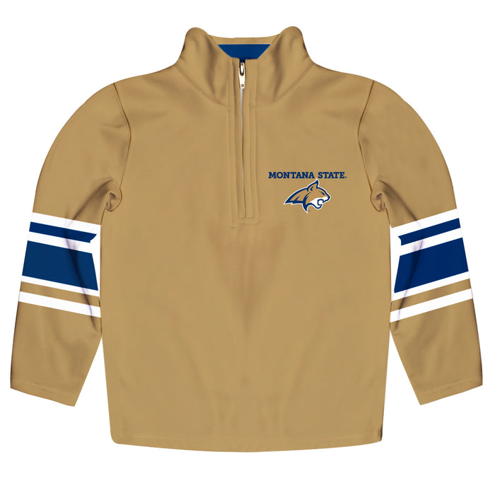 Montana State Bobcats Vive La Fete Game Day Gold Quarter Zip Pullover Stripes on Sleeves