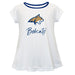 Montana State Bobcats Vive La Fete Girls Game Day Short Sleeve White Top with School Logo and Name