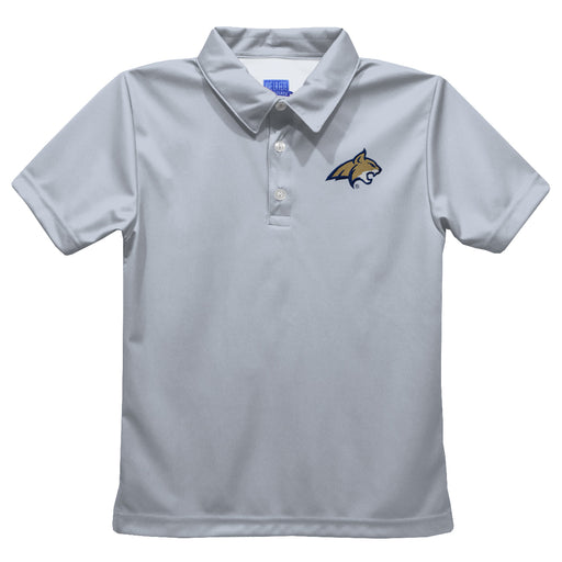 Montana State Bobcats MSU Embroidered Gray Short Sleeve Polo Box Shirt
