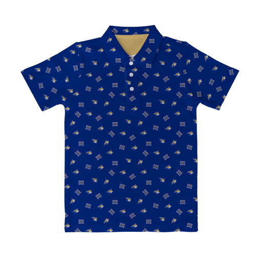 Montana State Bobcats Vive La Fete Repeat Logo Blue Short Sleeve Polo Shirt