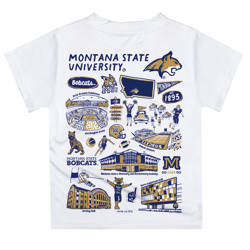 Montana State Bobcats MSU Hand Sketched Vive La Fete Impressions Artwork Boys Blue Short Sleeve Tee Shirt - Vive La Fête - Online Apparel Store