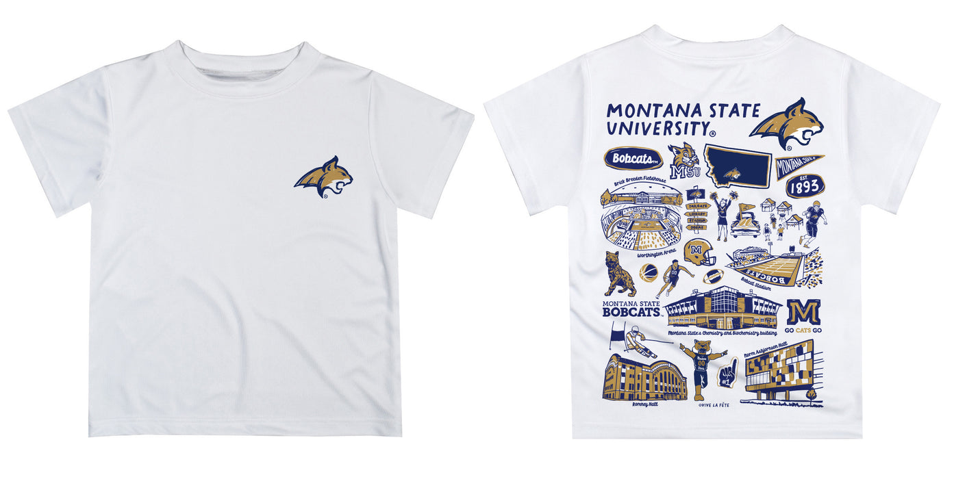 Montana State Bobcats MSU Hand Sketched Vive La Fete Impressions Artwork Boys Blue Short Sleeve Tee Shirt - Vive La Fête - Online Apparel Store