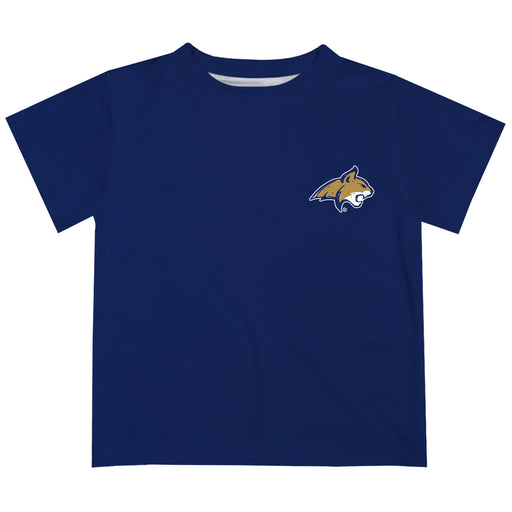 Montana State Bobcats MSU Hand Sketched Vive La Fete Impressions Artwork Boys Blue Short Sleeve Tee Shirt