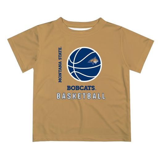 Montana State Bobcats Vive La Fete Basketball V1 Gold Short Sleeve Tee Shirt