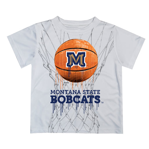 Montana State Bobcats Original Dripping Basketball White T-Shirt by Vive La Fete