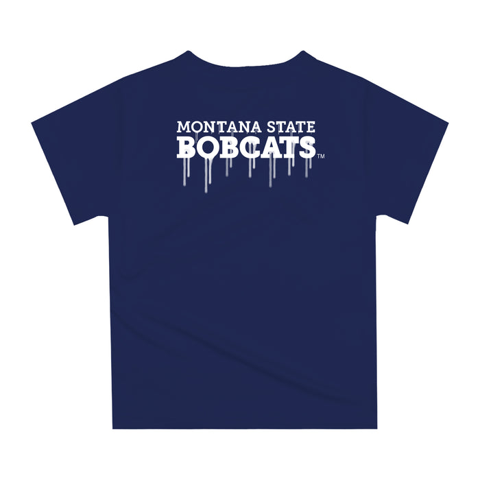 Montana State Bobcats Original Dripping Basketball Blue T-Shirt by Vive La Fete - Vive La Fête - Online Apparel Store