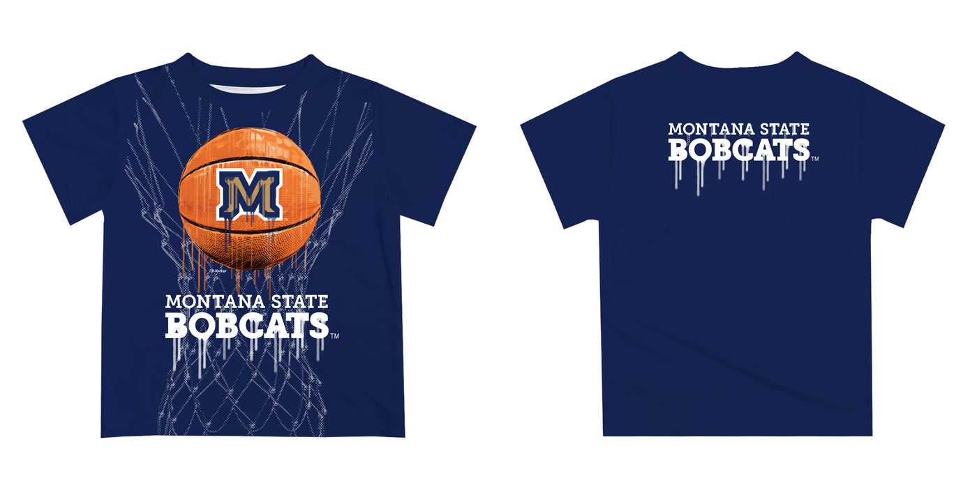 Montana State Bobcats Original Dripping Basketball Blue T-Shirt by Vive La Fete - Vive La Fête - Online Apparel Store