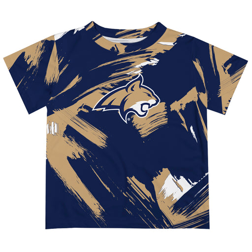 Montana State Bobcats MSU Vive La Fete Boys Game Day Blue Short Sleeve Tee Paint Brush