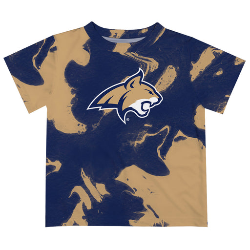 Montana State Bobcats MSU Vive La Fete Marble Boys Game Day Blue Short Sleeve Tee