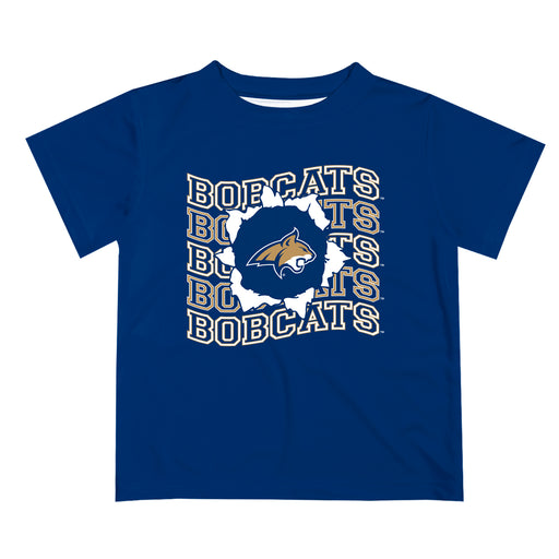 Montana State Bobcats Vive La Fete  Blue Art V1 Short Sleeve Tee Shirt