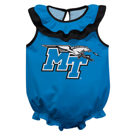MTSU Blue Raiders Blue Sleeveless Ruffle Onesie Logo Bodysuit by Vive La Fete
