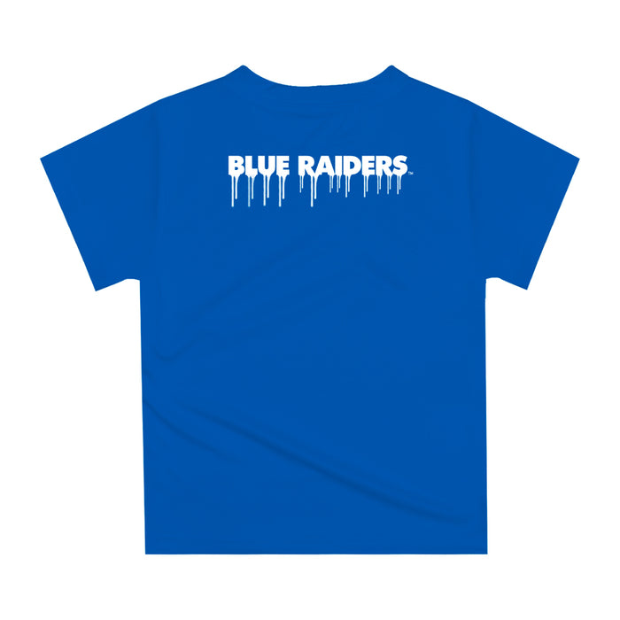 MTSU Blue Raiders Original Dripping Football Helmet Blue T-Shirt by Vive La Fete - Vive La Fête - Online Apparel Store