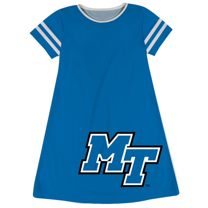 Middle Tennessee Blue Stripes Short Sleeve A Line Dress - Vive La Fête - Online Apparel Store