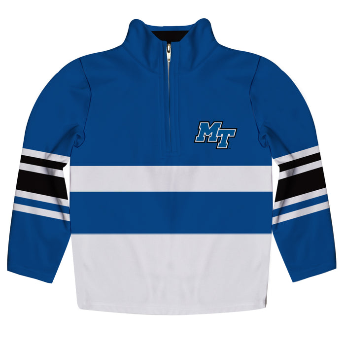 Middle Tennessee Logo Stripes Blue Long Sleeve Quarter Zip Sweatshirt - Vive La Fête - Online Apparel Store