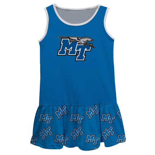 Middle Tennessee Repeat Logo Blue Sleeveless Lily Dress - Vive La Fête - Online Apparel Store