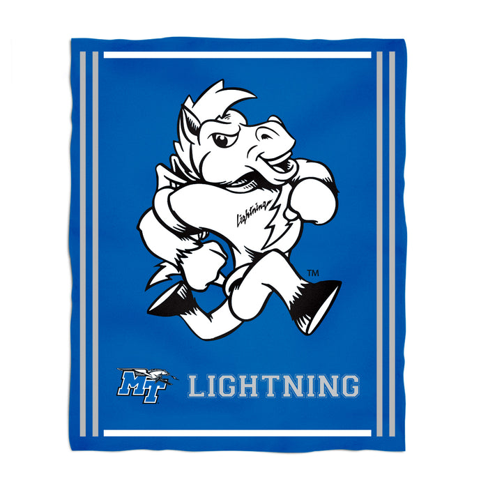 Middle Tennessee Blue Raiders Vive La Fete Kids Game Day Blue Plush Soft Minky Blanket 36 x 48 Mascot