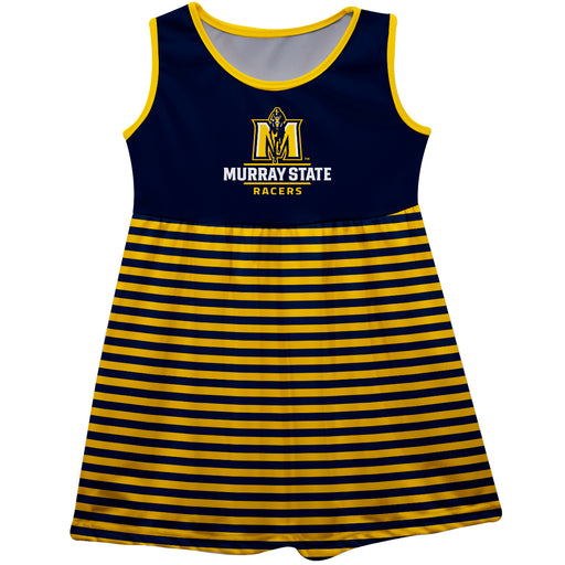 Murray State Racers Vive La Fete Girls Game Day Sleeveless Tank Dress Solid Navy Logo Stripes on Skirt - Vive La Fête - Online Apparel Store