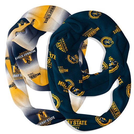Murray State Racers Vive La Fete All Over Logo Collegiate Women Set of 2 Light Weight Ultra Soft Infinity Scarfs