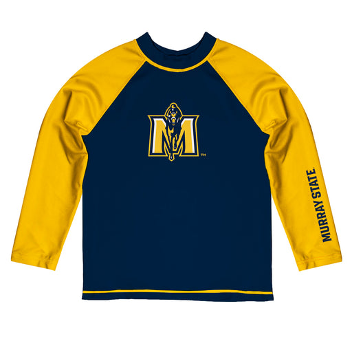 Murray State Racers Vive La Fete Logo Blue Gold Long Sleeve Raglan Rashguard