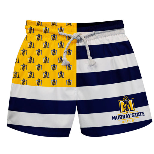 Murray State Racers Vive La Fete Game Day Blue White Gold Flag Swimtrunks V1