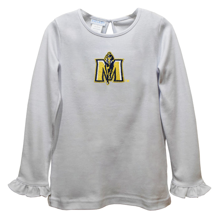Murray State Racers Embroidered White Knit Long Sleeve Girls Blouse