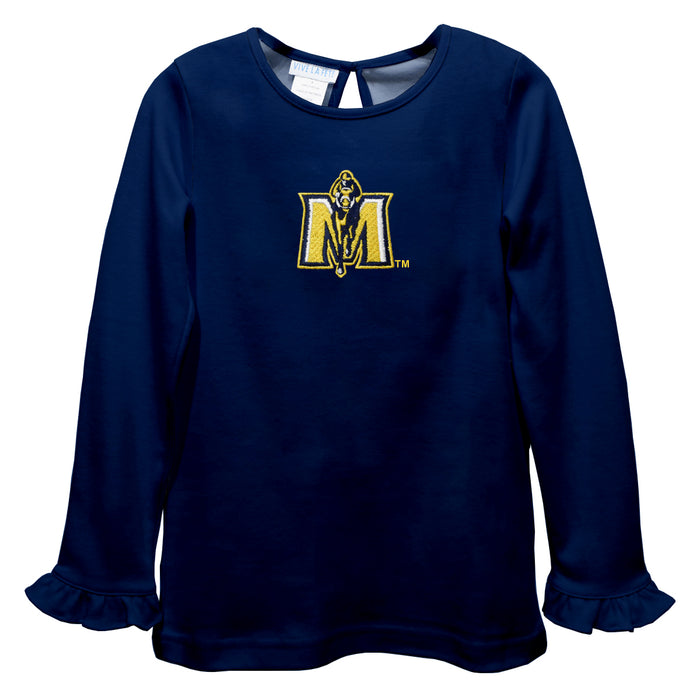 Murray State Racers Embroidered Navy Knit Long Sleeve Girls Blouse