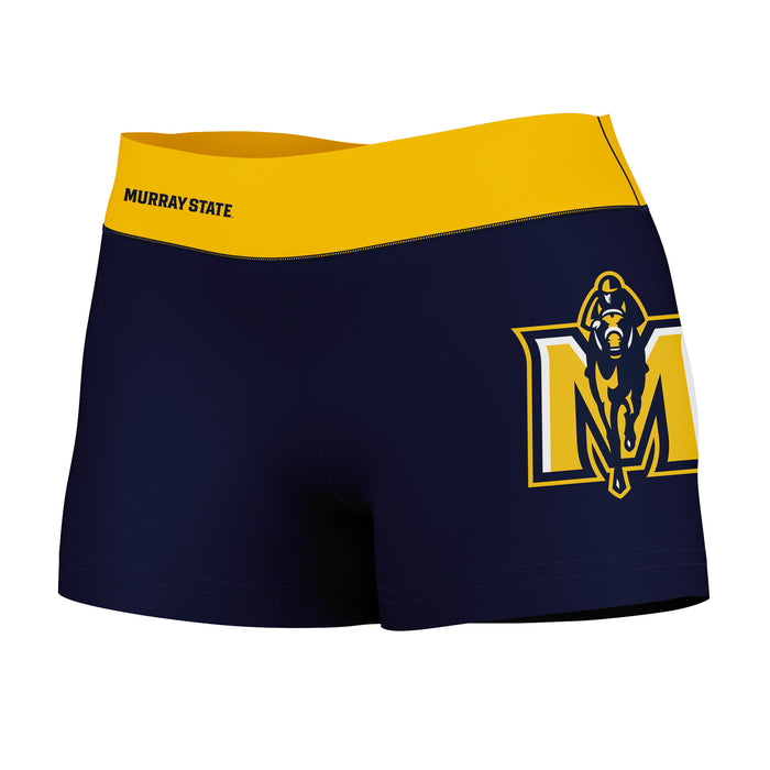 Murray State Racers Vive La Fete Logo on Thigh & Waistband Blue Gold Women Yoga Booty Workout Shorts 3.75 Inseam"