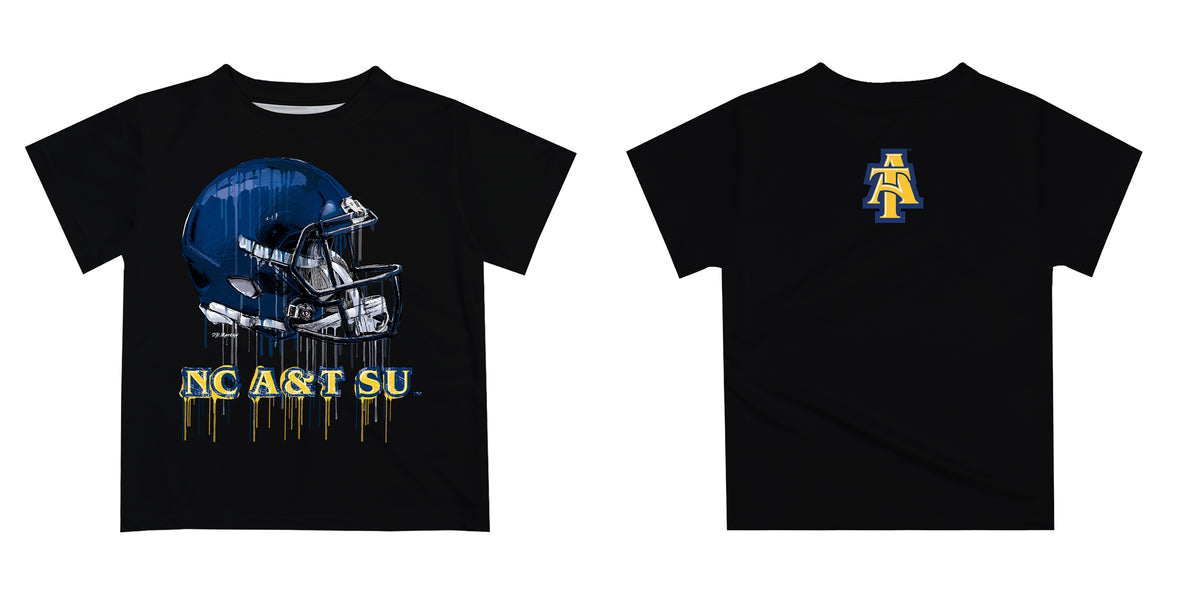 North Carolina A&T Aggies Original Dripping Football Helmet Black T-Shirt by Vive La Fete - Vive La Fête - Online Apparel Store