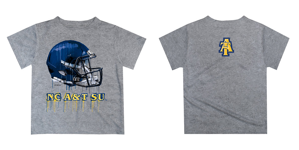 North Carolina A&T Aggies Original Dripping Football Helmet Heather Gray T-Shirt by Vive La Fete - Vive La Fête - Online Apparel Store
