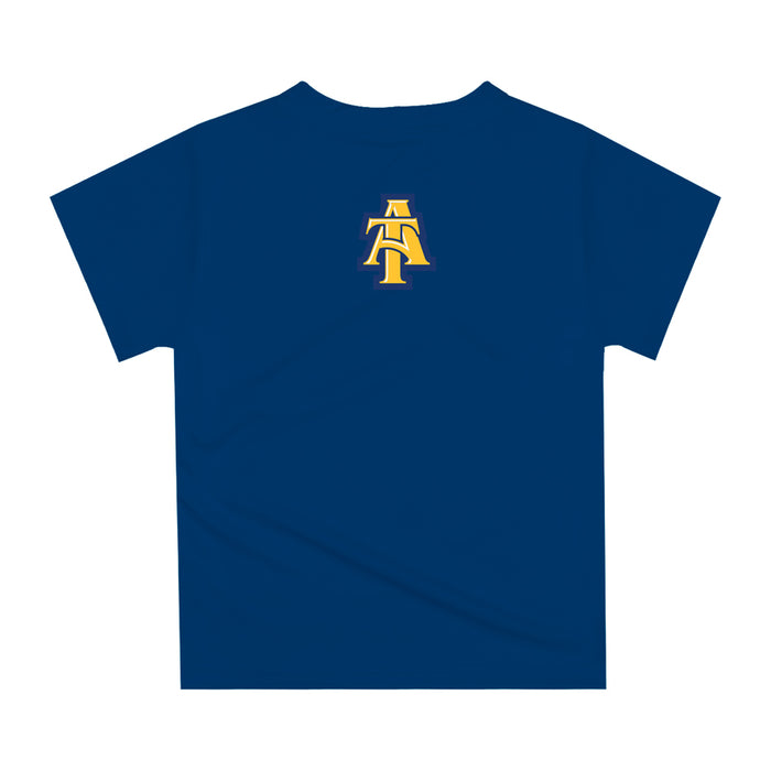North Carolina A&T Aggies Original Dripping Football Helmet Blue T-Shirt by Vive La Fete - Vive La Fête - Online Apparel Store