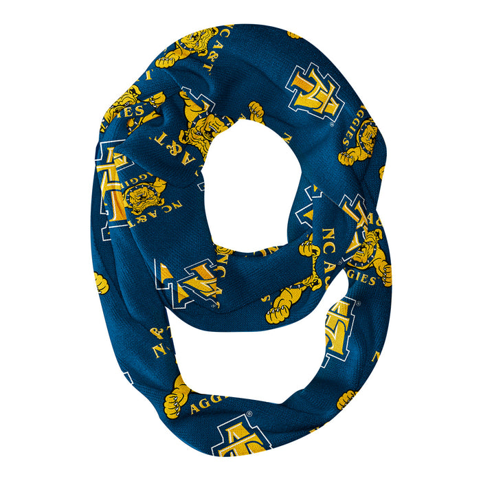 North Carolina A&T Aggies Vive La Fete Repeat Logo Game Day Collegiate Women Light Weight Ultra Soft Infinity Scarf