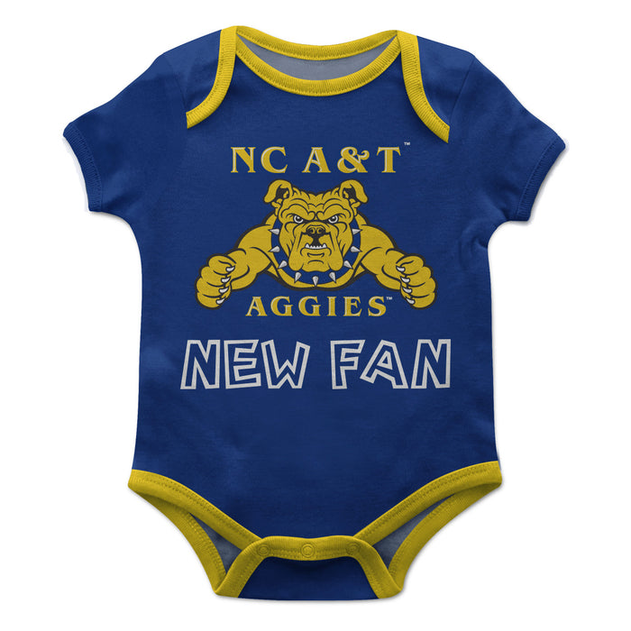 North Carolina A&T Aggies Vive La Fete Infant Game Day Blue Short Sleeve Onesie New Fan Logo and Mascot Bodysuit